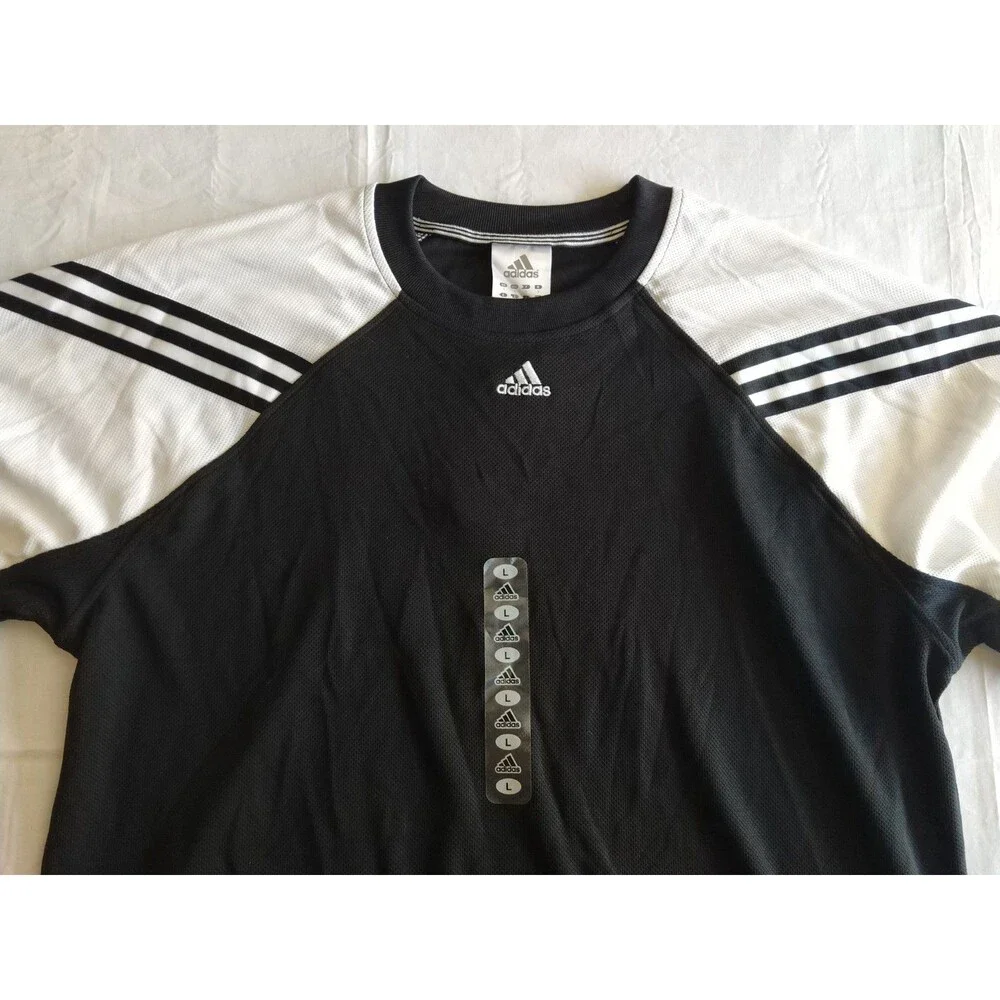 Damaged* Vtg 2005 Adidas 3-Stripe Woven Shirt Men Size L NWT Deadstock Black Wht